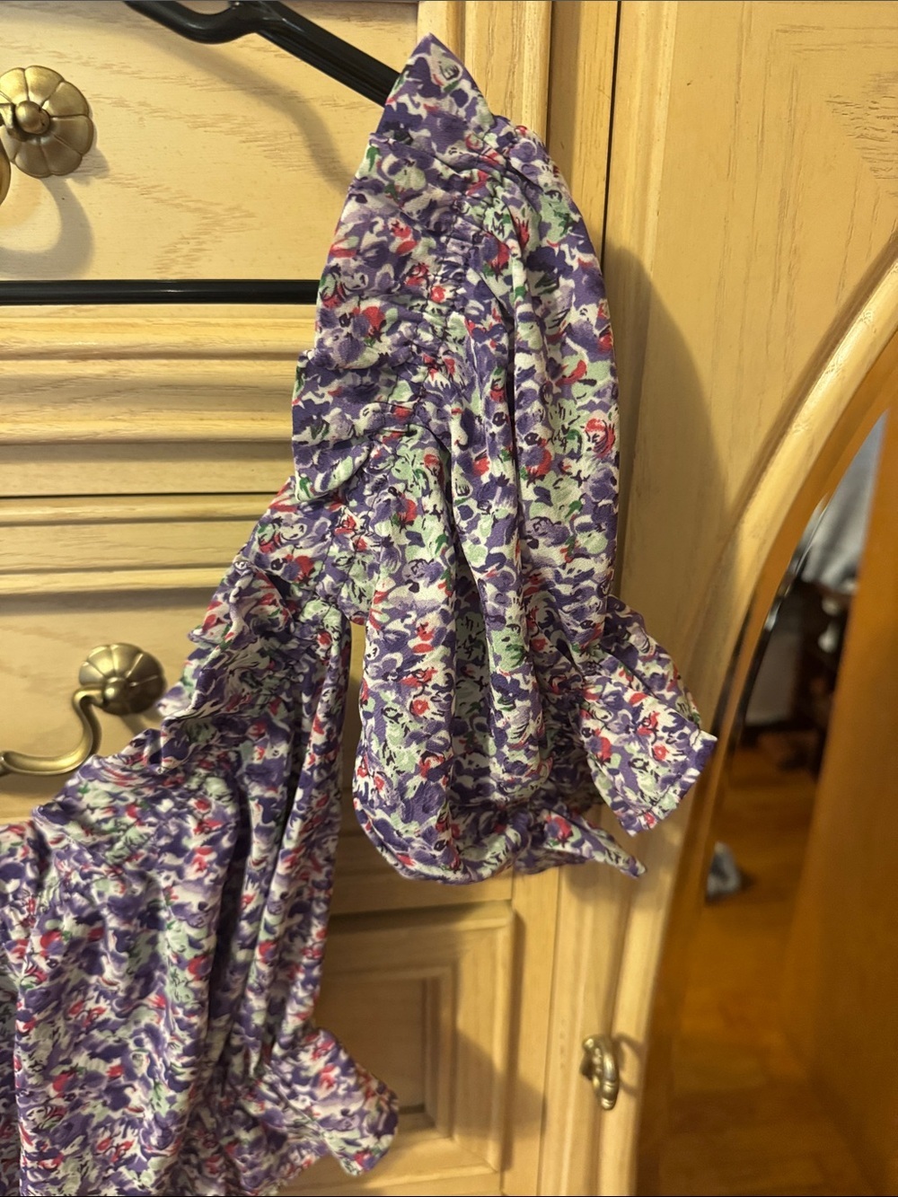 Better Be Off The Shoulder Purple Floral Puff-Sleeve Cropped Top - Picture 3 of 7